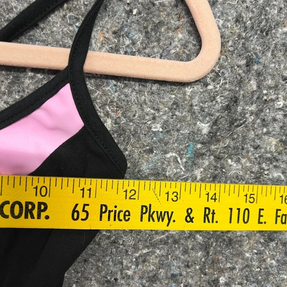 Fashion Nova Mercury Colorblock Crop Top Black Pink XS Double Strap Criss Cross